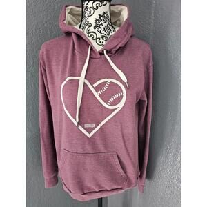 Women's Baseballism Hooded Sweater Pull Over Long Sleeve Size Small Purple